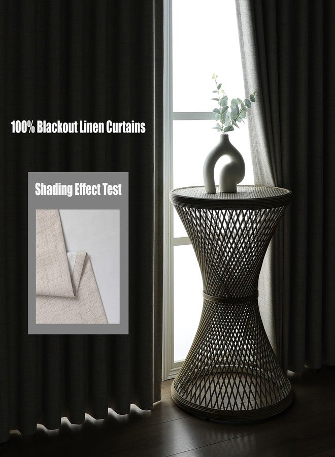 Flyfun Blackout Curtains 96 Inches Long - 2 Panels, Thermal Insulated Drapes for Living Room/Bedroom, Rod Pocket/Linen (Natural, 52W x 96L) - Image 2